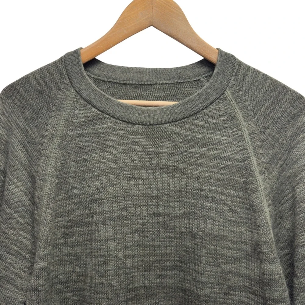 Paka Men's Medium Green Heathered Royal Alpaca Nylon Knit Crewneck Sweater euc